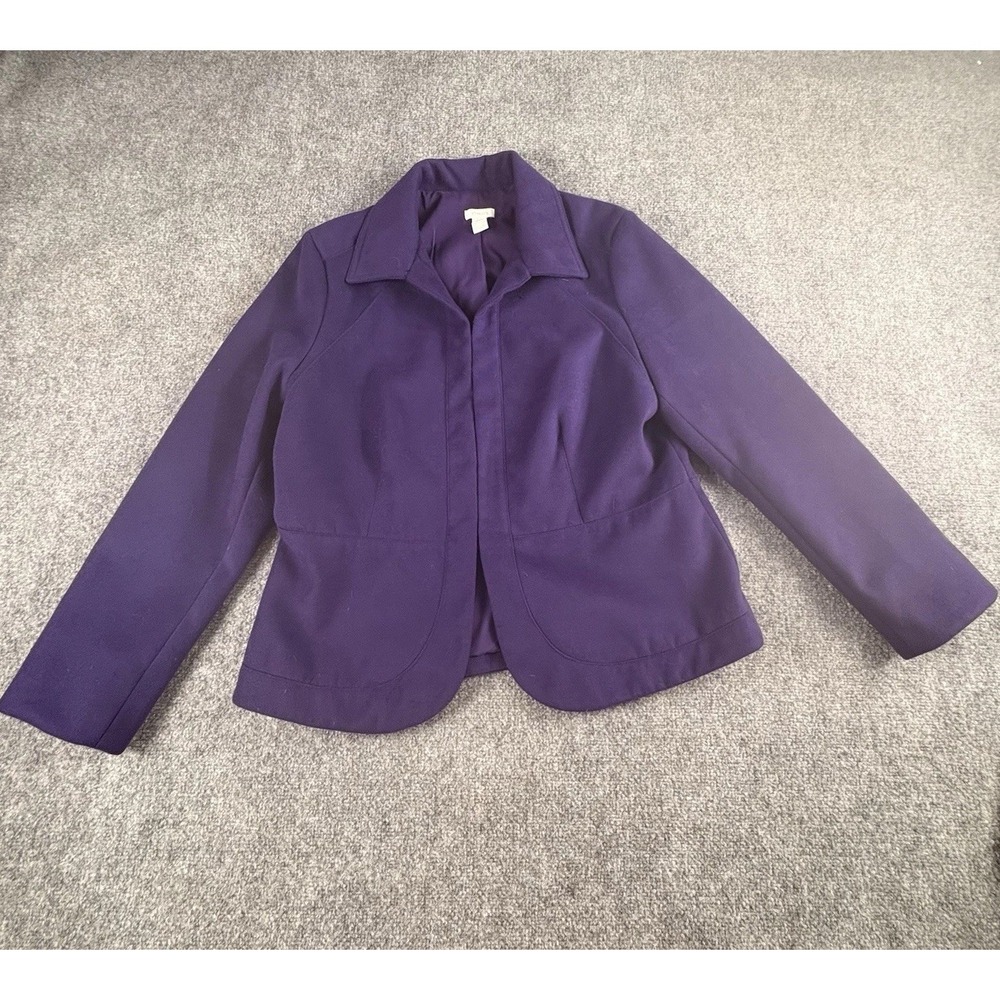 Chico's Blazer Women's 2 Purple Career Minimalist Tailored Jacket Office Preppy